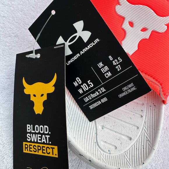 Under Armour Rock Project 3 Slides Flip Flops Men Size: 9 After Burn White Pink main image 6